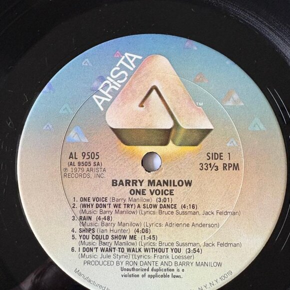 BARRY MANILOW - ONE VOICE - VINYL LP - Arista Al-9505 still in shrink!  Must see - Picture 8 of 8